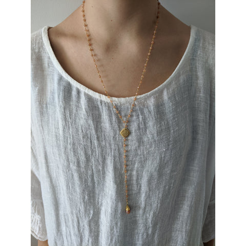 Gemstone and Sterling Silver Chain Y Necklace
