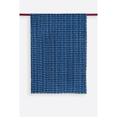 Carreaux Indigo Cotton Handprinted Reversible Kantha Stitch Duvet Cover  - Melange Chic - 1