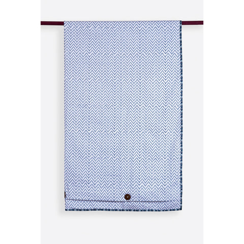 Carreaux Indigo Cotton Handprinted Reversible Kantha Stitch Duvet Cover  - Melange Chic - 3