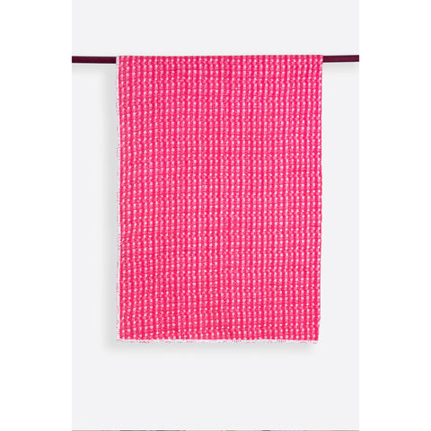Carreaux Rose Cotton Handprinted Reversible Kantha Stitch Duvet Cover  - Melange Chic - 1