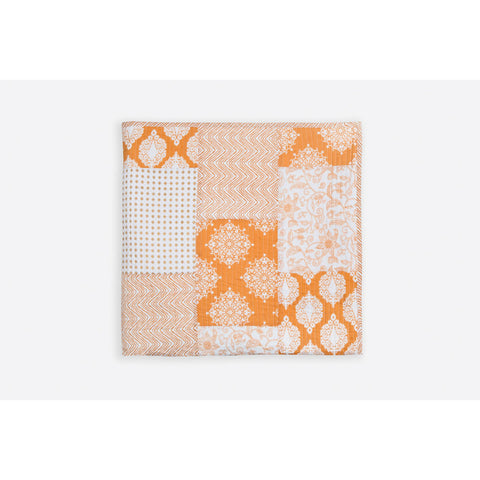 Nadia Cream & Ochre Patchwork Handprint Quilts  - Melange Chic - 4