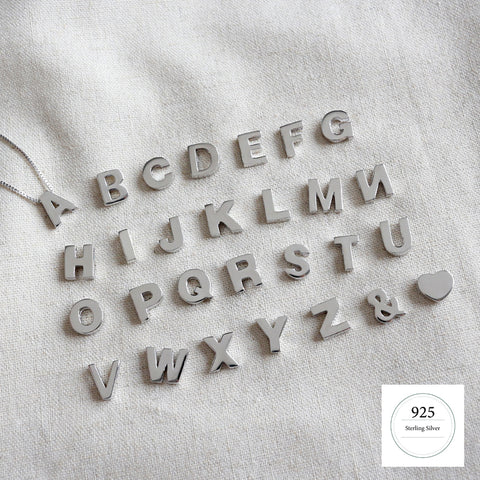 Sterling Silver Initial Necklace, Personalised Tiny Silver Letter Necklace, Monogram Necklace, Delicate Fine Chain