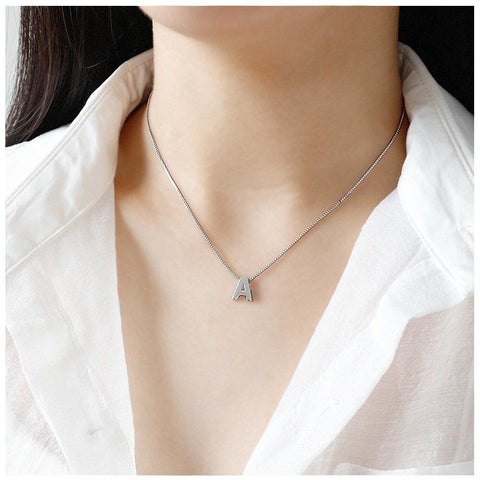 Sterling Silver Initial Necklace, Personalised Tiny Silver Letter Necklace, Monogram Necklace, Delicate Fine Chain