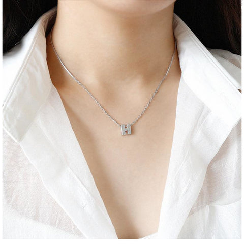 Sterling Silver Initial Necklace, Personalised Tiny Silver Letter Necklace, Monogram Necklace, Delicate Fine Chain