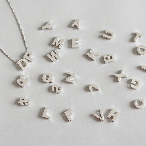 Sterling Silver Initial Necklace, Personalised Tiny Silver Letter Necklace, Monogram Necklace, Delicate Fine Chain