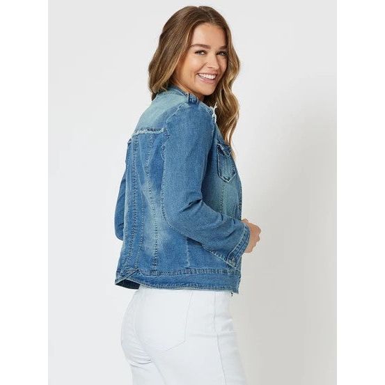 Threadz Military Style Denim Jacket 23 Melange