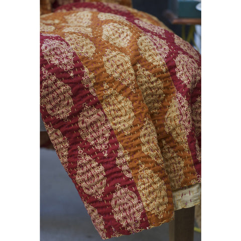 Stripe Blockprint Kantha Quilt  - Melange Chic - 3