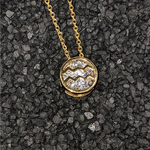 Cubic Zarconia Zodiac Necklace Goldplated