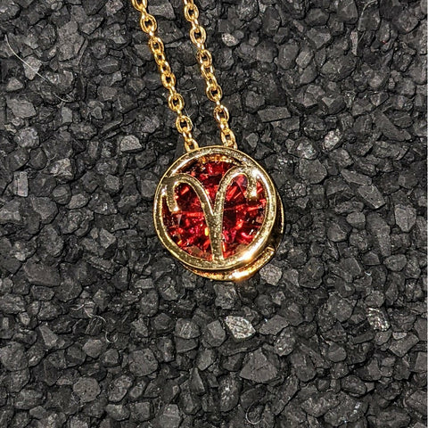 Cubic Zarconia Zodiac Necklace Goldplated
