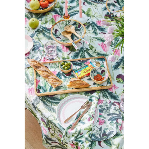 Mangowood Platter – 50x25cm Summer Bells White/ Pink