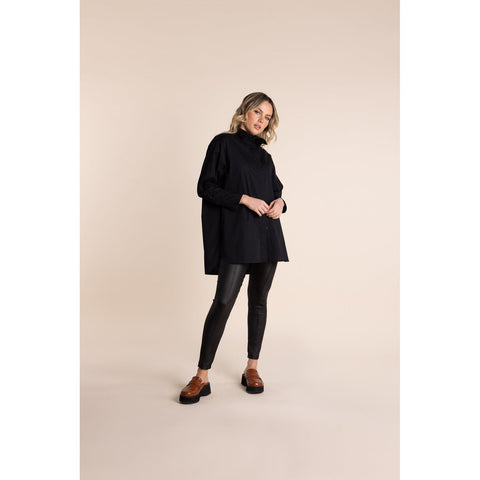 Two T's - Cotton Poplin Shirt Classic Black