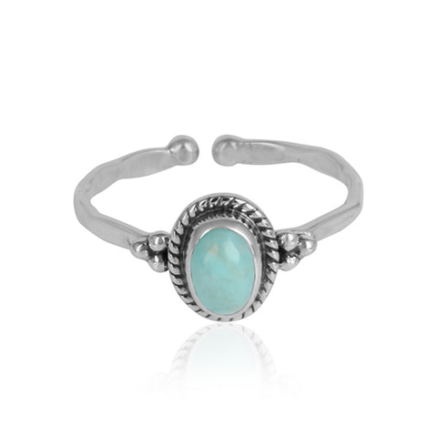 Oval Arizona Turquoise Ornate Oxidized Silver Ring