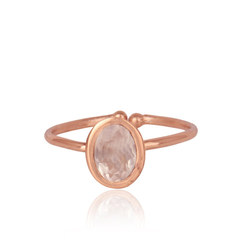 Handmade Oval Rose Quartz Solitaire Ring