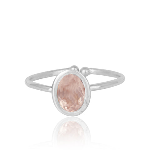 Handmade Oval Rose Quartz Solitaire Ring