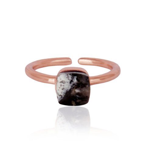 Handcrafted Solitaire Dendrite Stone Ring