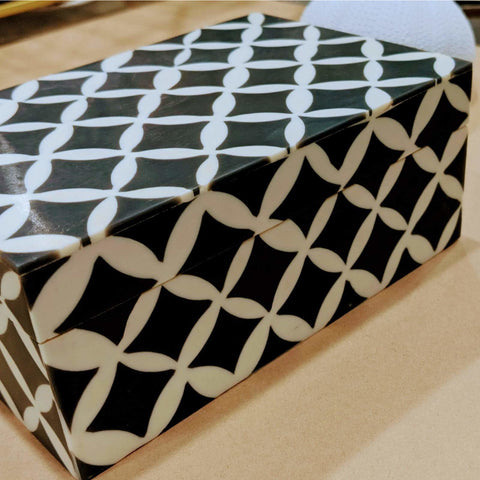 Grey/Ivory Resin trinket box