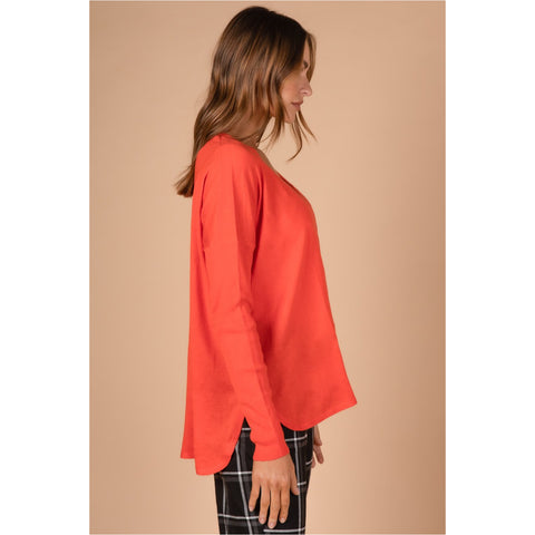 LD+Co - Scoop Hem V Neck Knit Fire