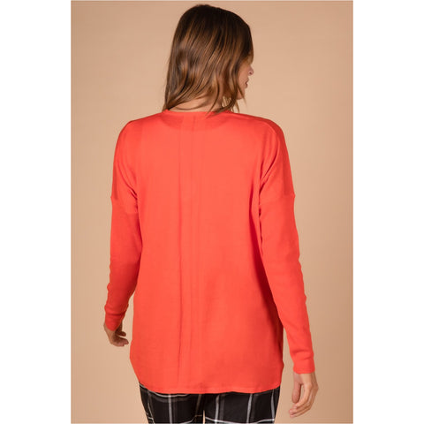 LD+Co - Scoop Hem V Neck Knit Fire