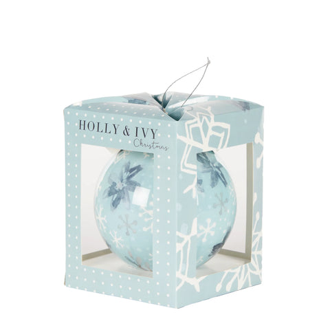 Holly & Ivy - 12cm Artist Bauble - Shimmering Snowflakes