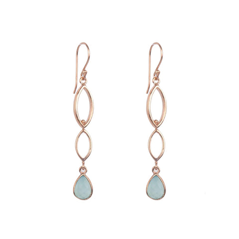 18K Rose Gold/Rhodium Plated Sterling Silver Delicate Long Dangle Earrings