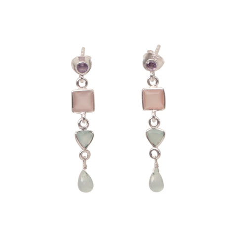 18K Rose Gold/Rhodium Plated Sterling Silver Delicate Long Dangle Earrings