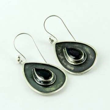 Tear Drop Silver Danglers Lolite - Melange Chic - 5