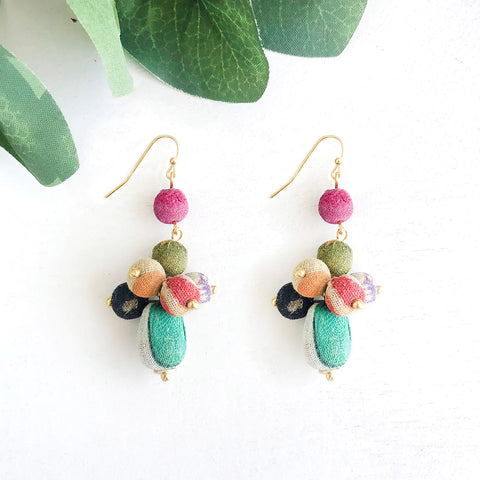 WorldFinds - Kantha Tiered Droplet Earrings