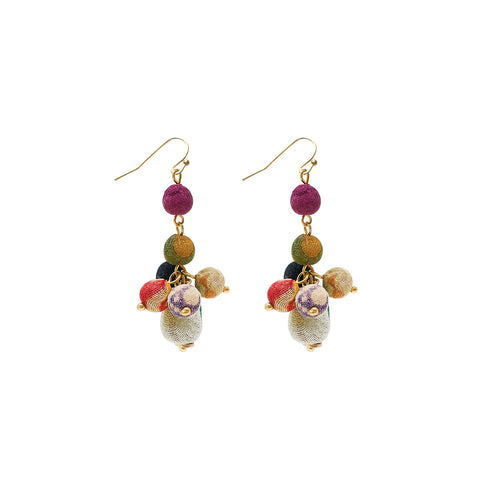 WorldFinds - Kantha Tiered Droplet Earrings