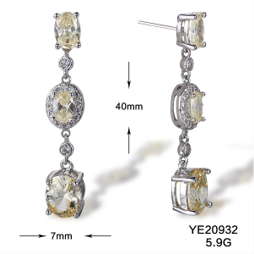 Topaz and White Cubic Zarconia Dangle Earrings on Silver
