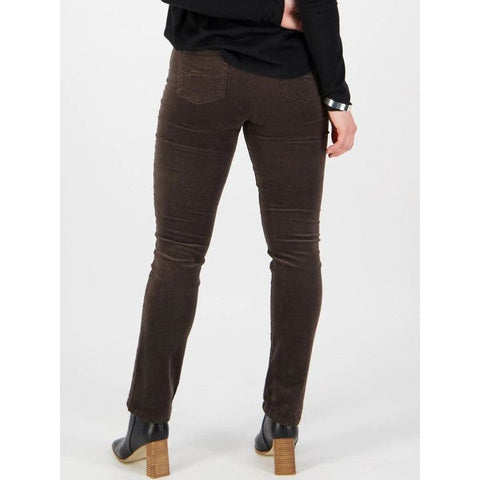 Vassalli - Slim Leg Pull On Corduroy Pant-Walnut