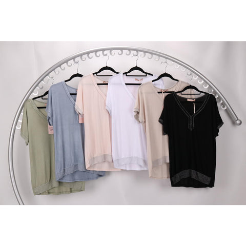 Wednesday Lulu - V-Neck Top with Lurex Band