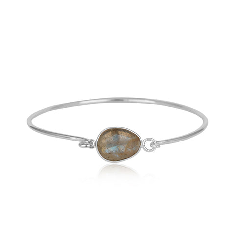 Organic Clasp Labradorite Gemstone Bangle