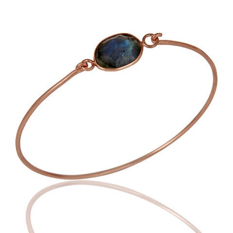 Organic Clasp Labradorite Gemstone Bangle