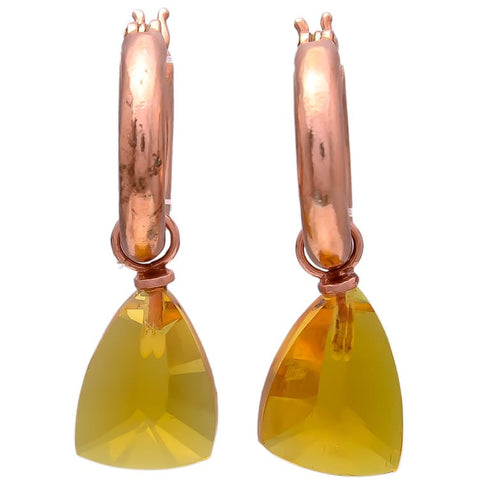 Melange Maya Sterling Silver Hoop Drop Earrings - Citrine Hydro