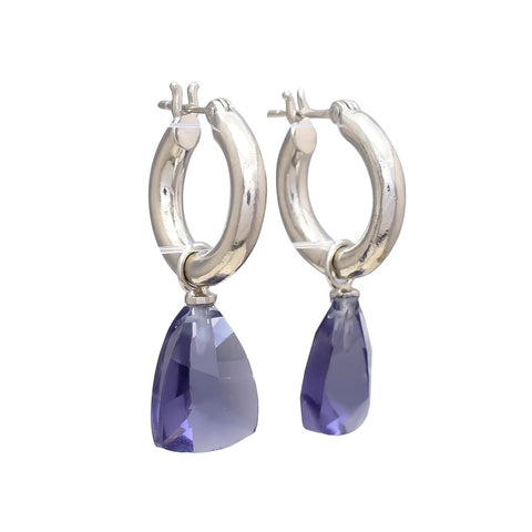 Melange Maya Sterling Silver Hoop Drop Earrings - Lolite