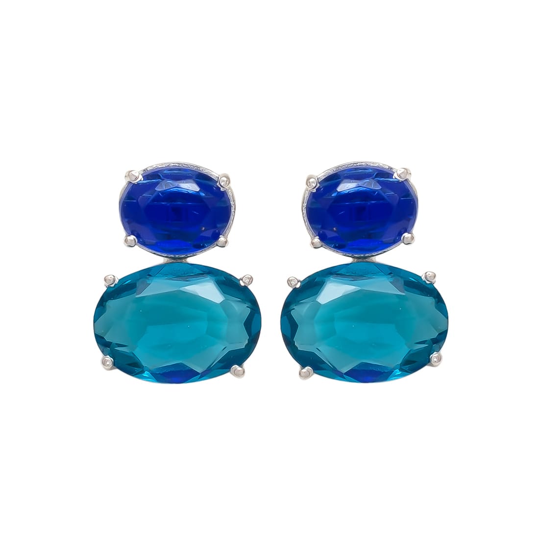 Melange Mia Sterling Silver Bubble Earrings - London Blue Topaz & Sapphire Hydro