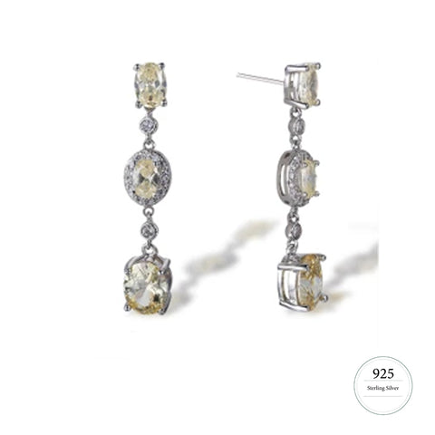 Topaz and White Cubic Zarconia Dangle Earrings on Silver