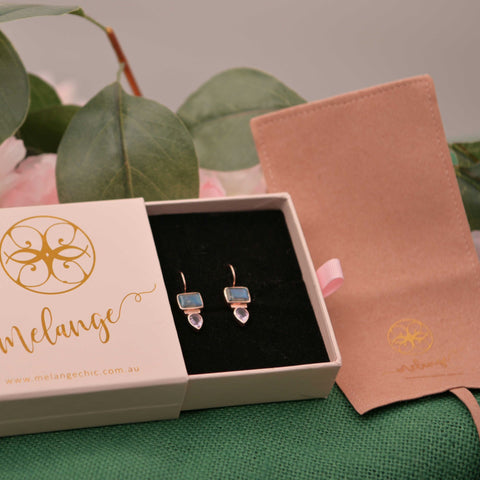 18K Rose Gold/Rhodium Plated Sterling Silver Delicate Long Dangle Earrings